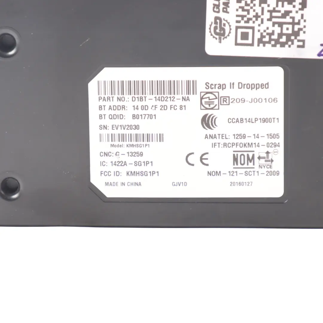 Mk2 II Bluetooth Steuermodul Einheit ECU für Ford Transit Connect mit Teilenummer D1BT14D212NA Ford Transit Connect Mk2 II Bluetooth Steuermodul Einheit ECU - SKU D1BT14D212NA - Teilenummer D1BT14D212NA