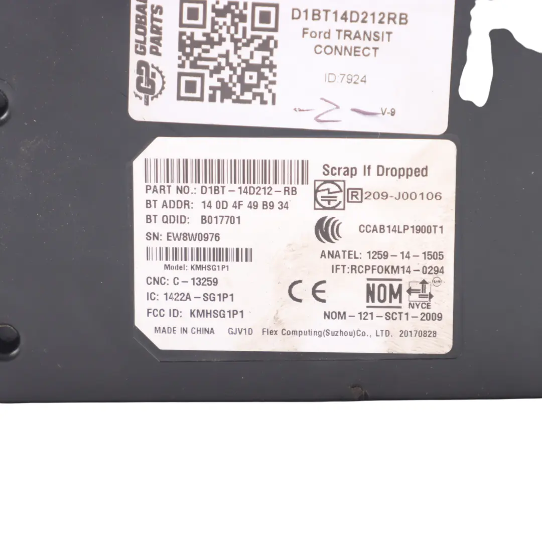 Ford Transit Connect Mk2 Bluetooth Interface Control Module ECU - SKU D1BT14D212RB - Part number D1BT14D212RB