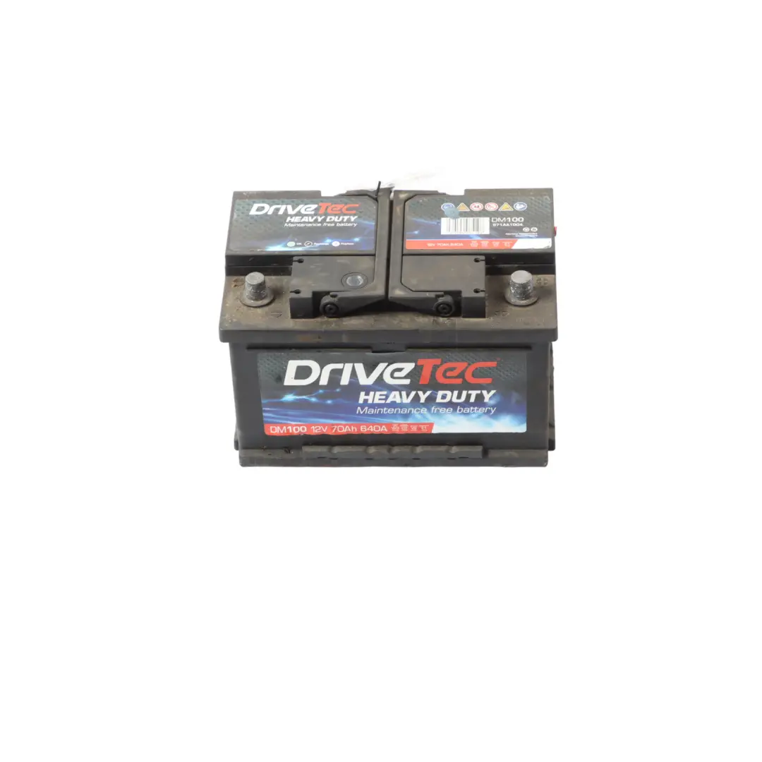 DriveTec Heavy Duty Car Battery 12V 70Ah 640A DM100 971AA1004 to with Part number DRIVETEC-70AH DriveTec Heavy Duty Car Battery 12V 70Ah 640A DM100 971AA1004 - SKU DRIVETEC-70AH - Part number DRIVETEC-70AH