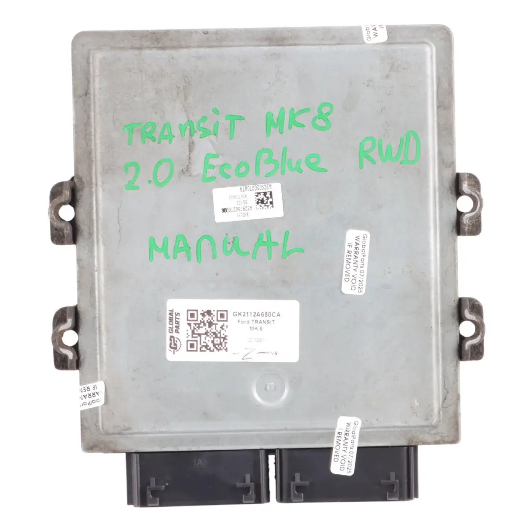Ford Transit Mk8 2.0 EcoBlue 130HP RWD Engine Control ECU GK21-12A650-CA Manual - SKU GK2112A650CA - Part number GK2112A650CA