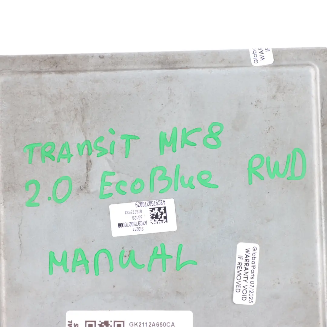 Ford Transit Mk8 2.0 EcoBlue 130HP RWD Engine Control ECU GK21-12A650-CA Manual - SKU GK2112A650CA - Part number GK2112A650CA