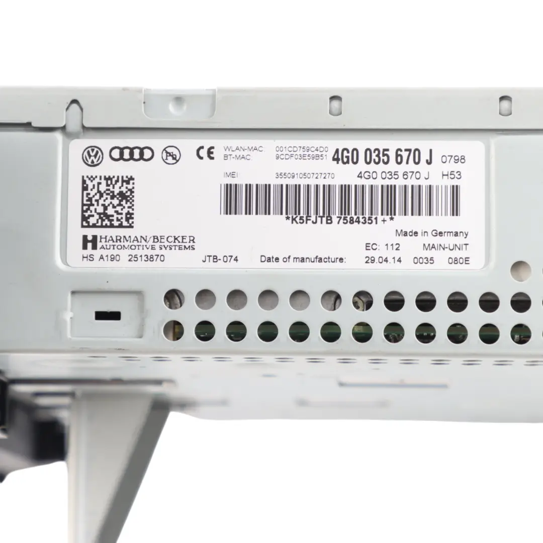 4G8 Front Centre Radio CD DVD Player Multimedia Head Unit to Audi A7 with Part number 4G0035670J Audi A7 4G8 Front Centre Radio CD DVD Player Multimedia Head Unit - SKU RHD-4G0035670J - Part number 4G0035670J