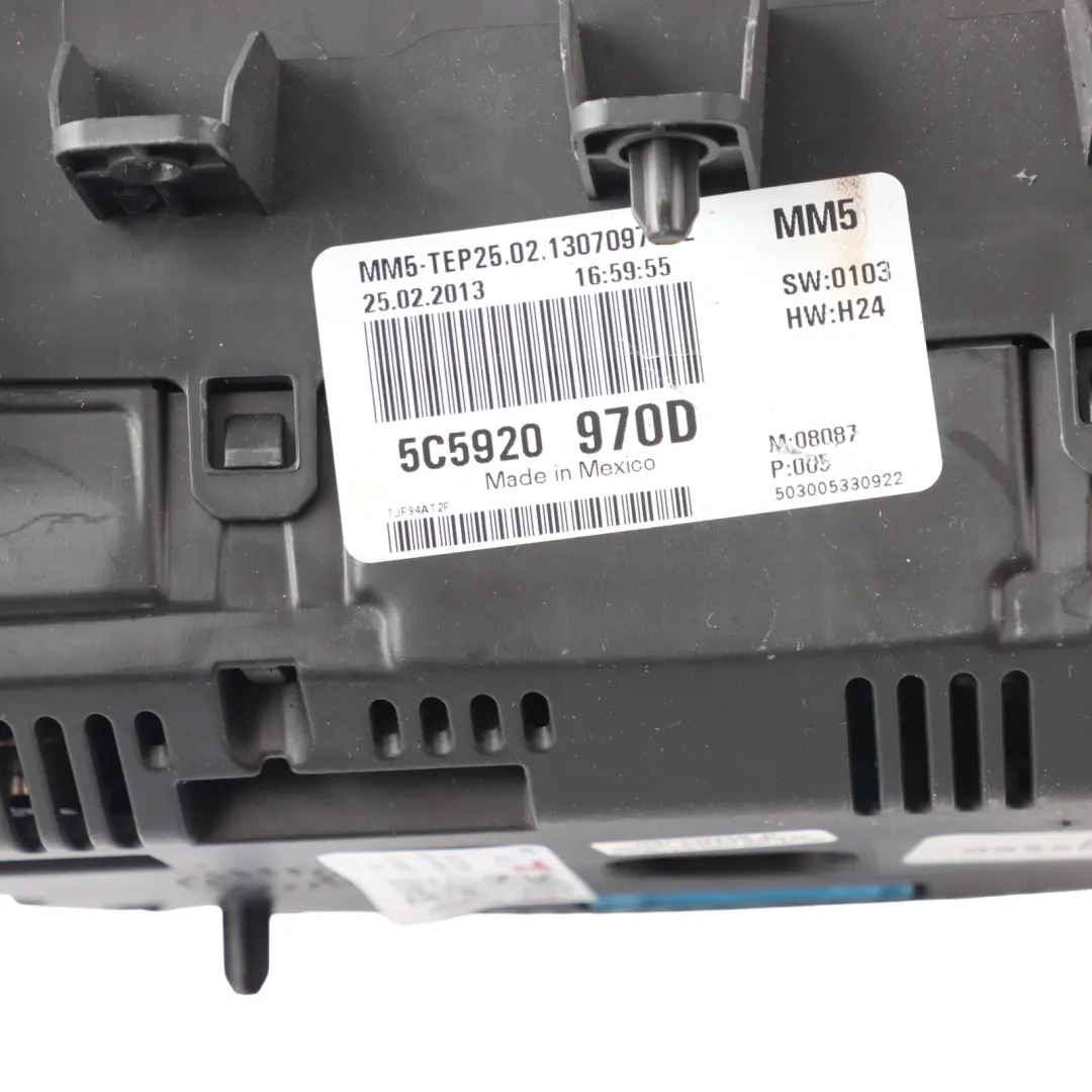 VW Volkswagen New Beetle Petrol Instrument Cluster Speedometer Manual - SKU RHD-5C5920970D - Part number 5C5920970D