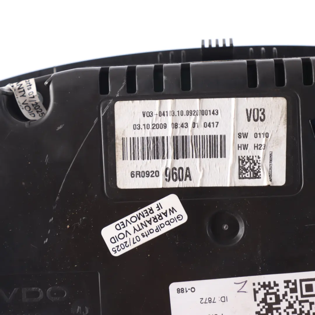 VW Volkswagen Polo 6R Petrol Speedometer Instrument Cluster Manual 6R0920960A - SKU RHD-6R0920960C - Part number 6R0920960C