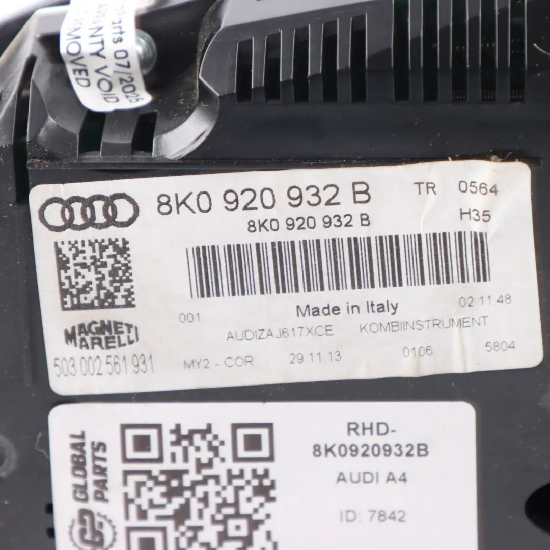 Instrument Cluster Speedometer Clocks Automatic to Audi A4 B8 Petrol with Part number 8K0920932B Audi A4 B8 Petrol Instrument Cluster Speedometer Clocks Automatic - SKU RHD-8K0920932B - Part number 8K0920932B