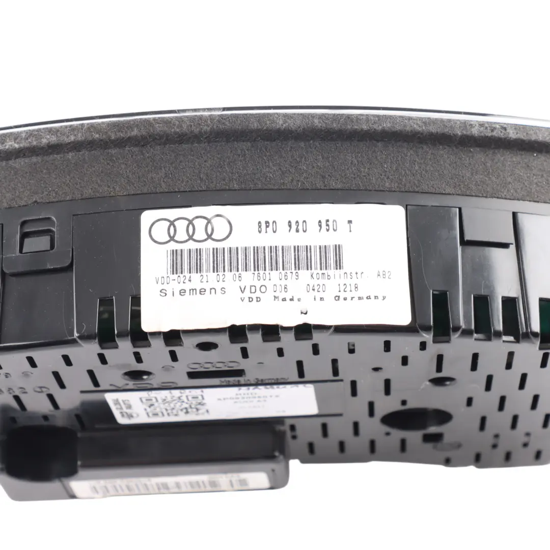 Instrument Cluster Petrol Speedo Clocks Meter Manual 8P0920950T to Audi A3 8P with Part number 8P0920950TX Audi A3 8P Instrument Cluster Petrol Speedo Clocks Meter Manual 8P0920950T - SKU RHD-8P0920950TX - Part number 8P0920950TX