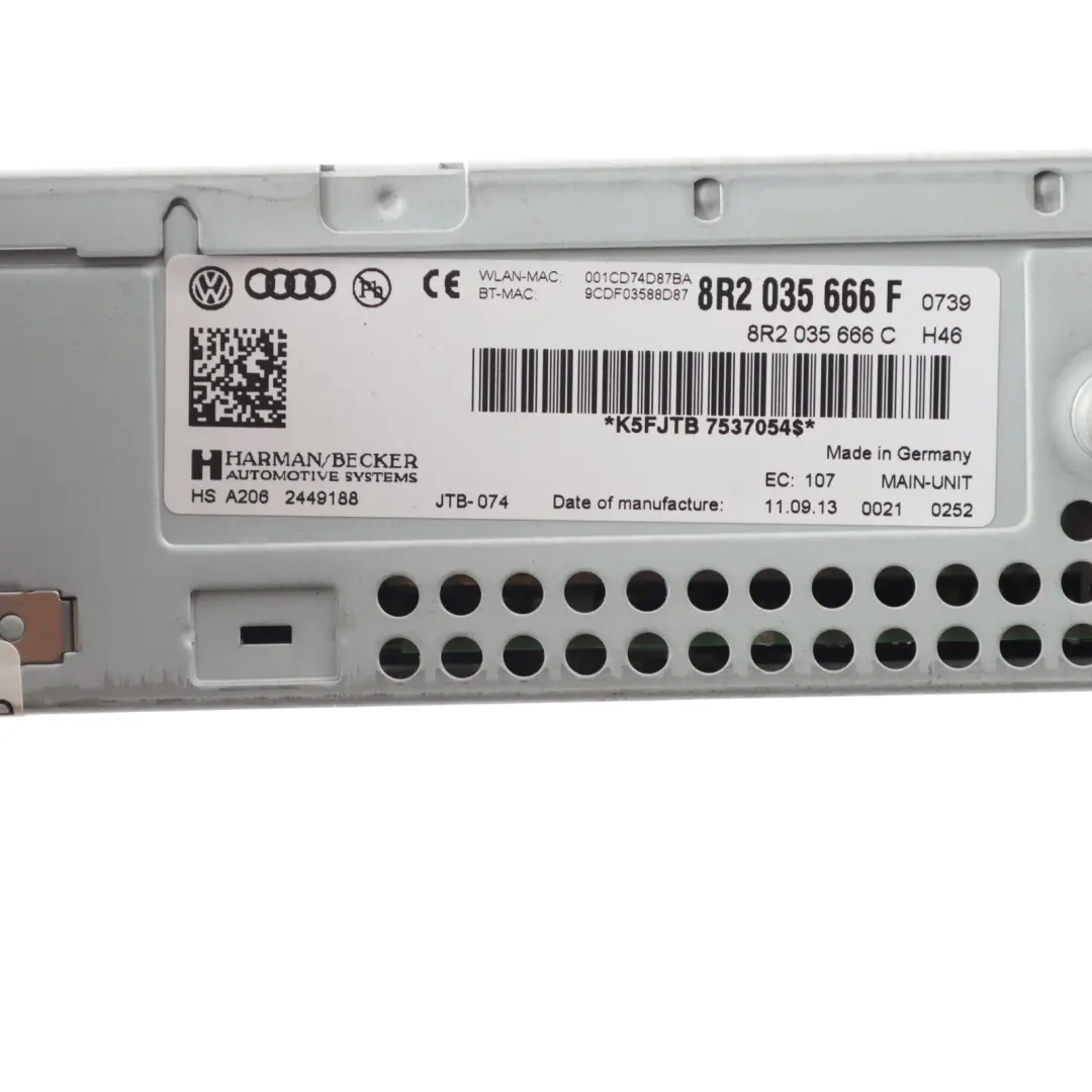 Multimedia Stereo Sat Nav SD CD Player Radio Head Unit to Audi A4 B8 with Part number 8R2035666F Audi A4 B8 Multimedia Stereo Sat Nav SD CD Player Radio Head Unit - SKU RHD-8R2035666F - Part number 8R2035666F