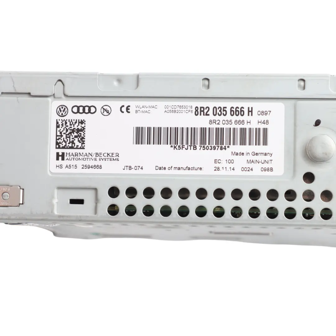 Audi S8 8T Multimedia MMI Head Unit Radio Player Control Module - SKU RHD-8R2035666H - Part number 8R2035666H