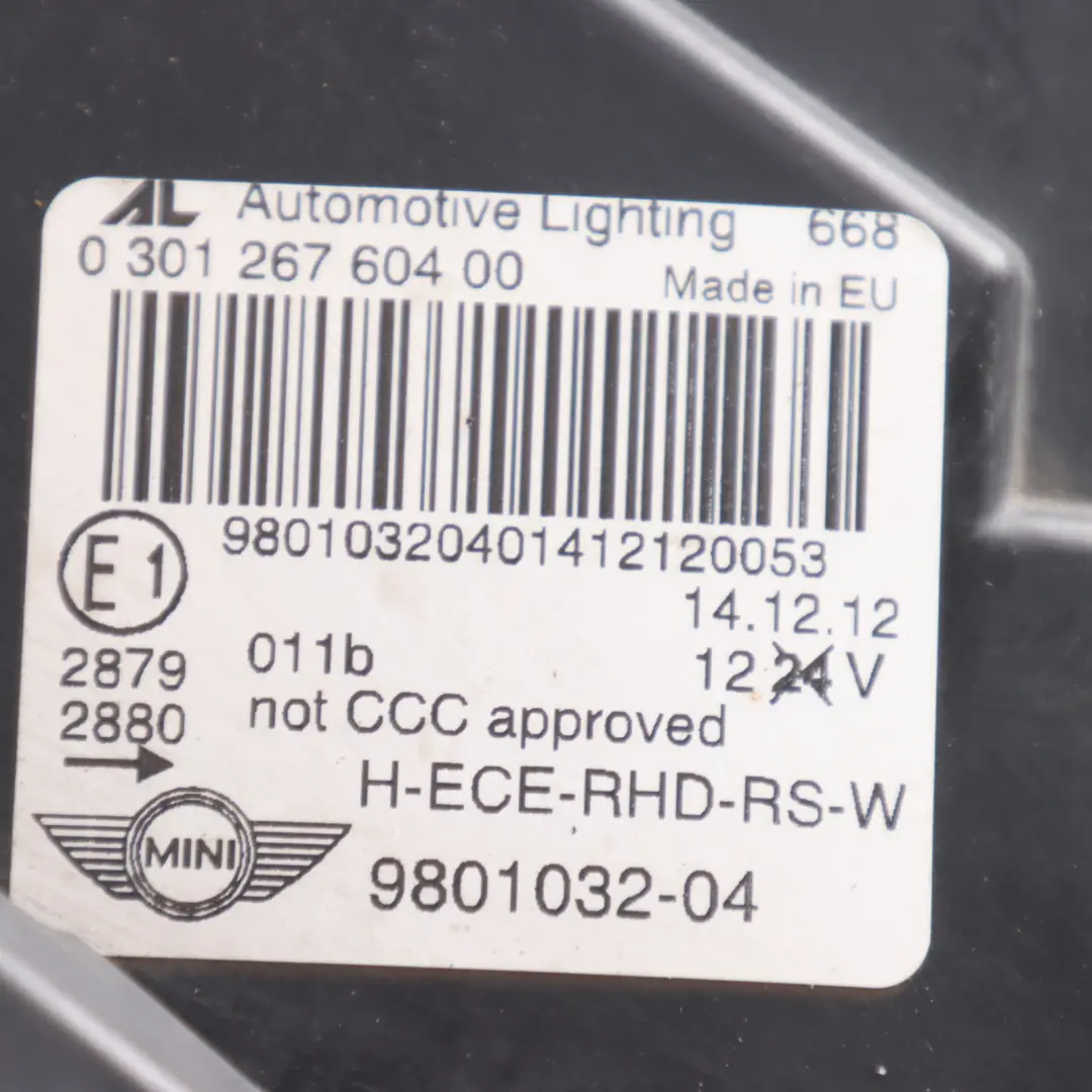 Mini Cooper R60 R61 Headlight Headlamp Turn Indicator White Front Lamp Right O/S - SKU rhd-9801032-1 - Part number 9801032