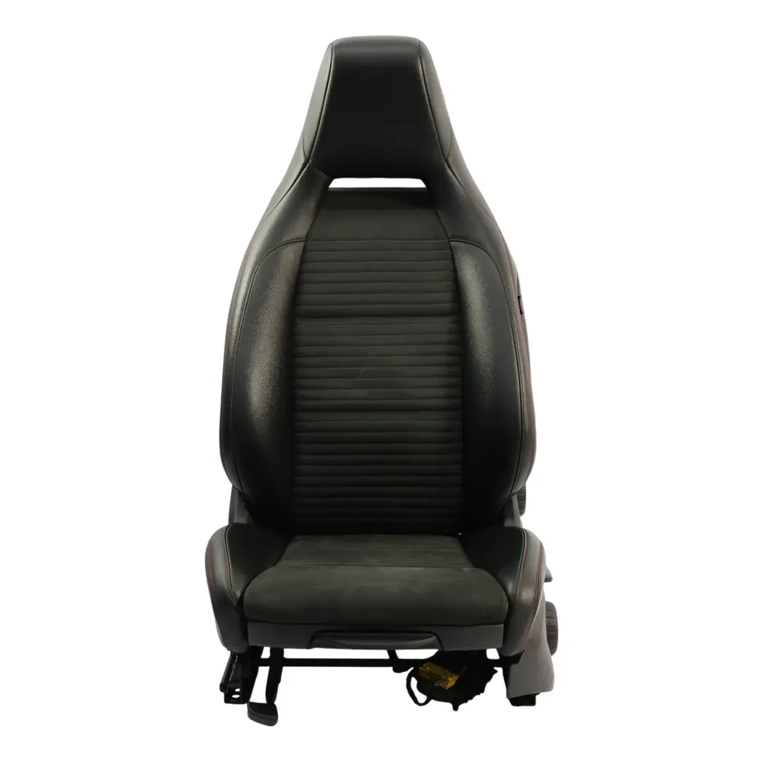 Vorder Sitz Sport Stoff Leder Schwarz Rot Fäden Links für Mercedes W176 mit Teilenummer A1769106307 Mercedes W176 Vorder Sitz Sport Stoff Leder Schwarz Rot Fäden Links - SKU A1769106307-1 - Teilenummer A1769106307