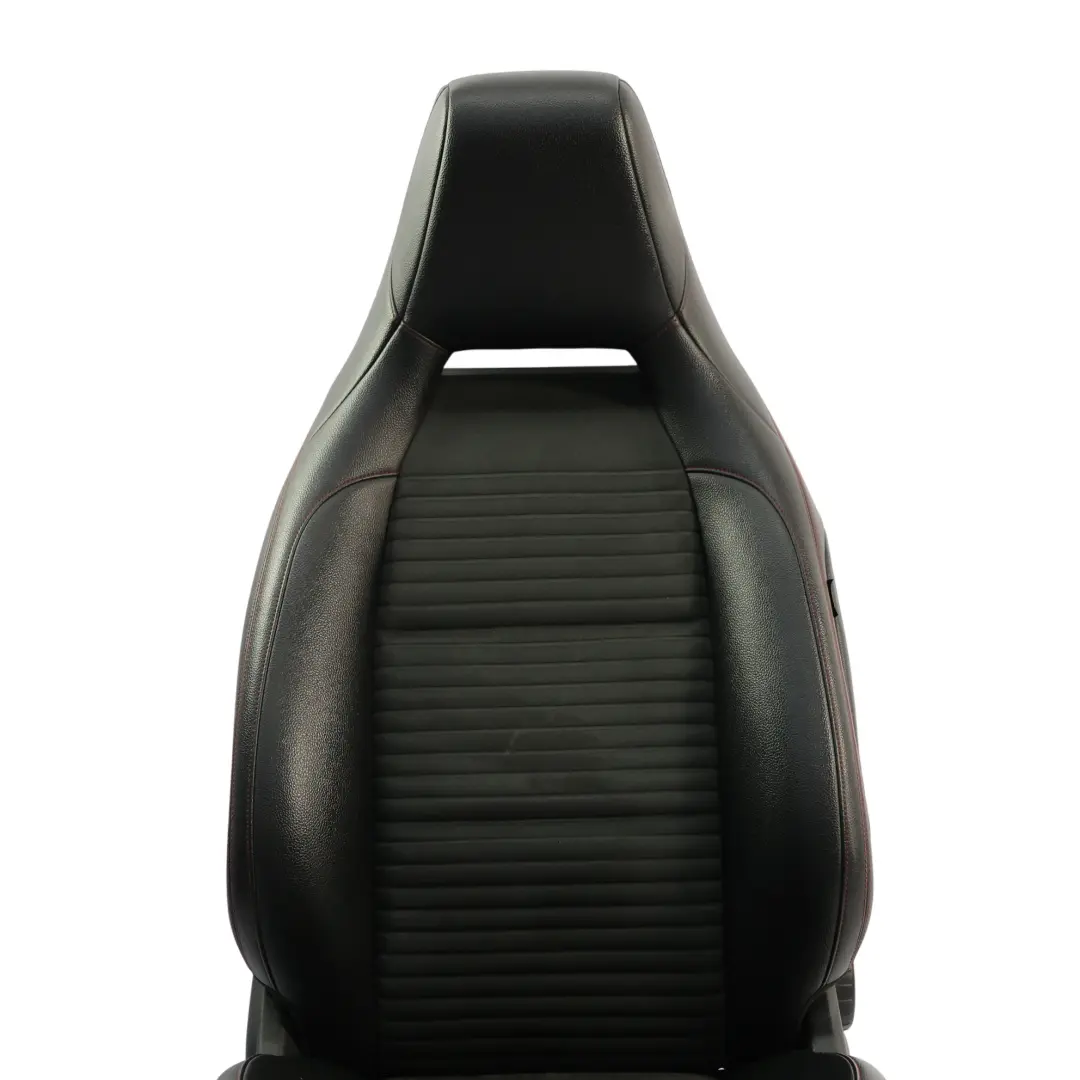 Asiento Delantero Tela Sport Cuero Negro Hilos Rojo Izquierdo para Mercedes W176 con número de pieza A1769106307 Mercedes W176 Asiento Delantero Tela Sport Cuero Negro Hilos Rojo Izquierdo - SKU A1769106307-1 - Número de pieza A1769106307