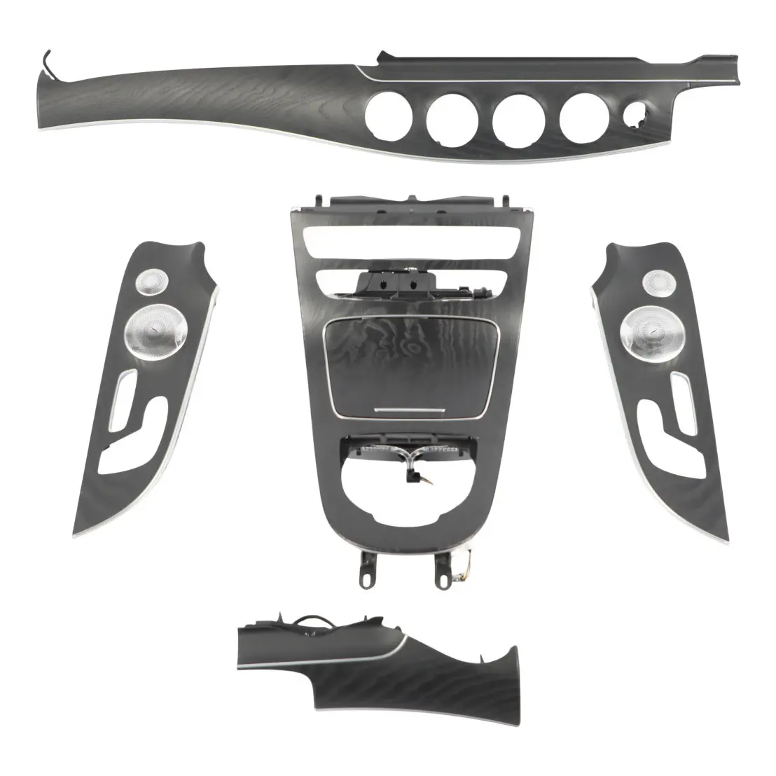 Mercedes C238 Dashboard Console Trim Set Cover Panel Black Ash Wood