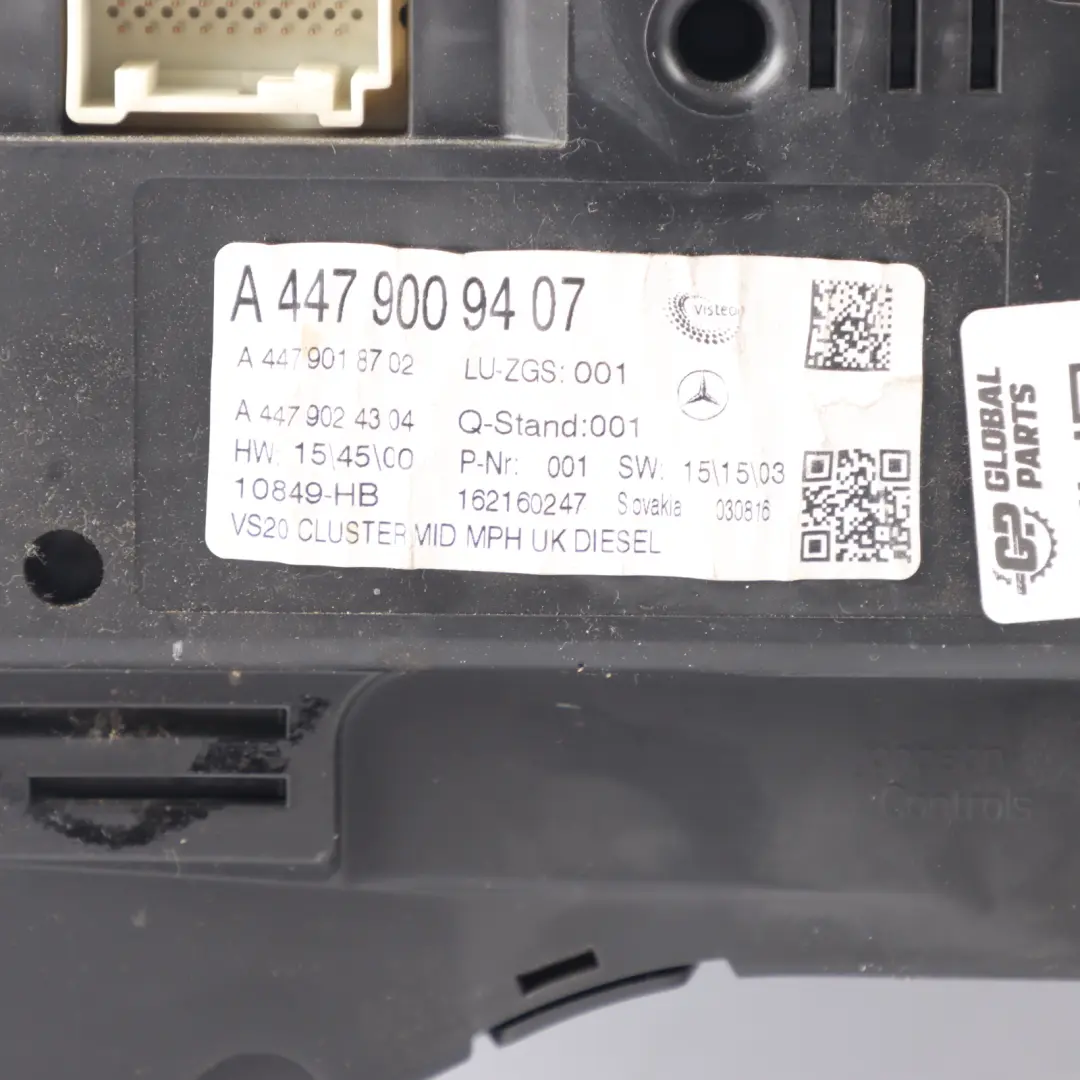 Instrument Cluster Speedometer Clocks to Mercedes W447 Diesel Engine with Part number A4479009407 Mercedes W447 Diesel Engine Instrument Cluster Speedometer Clocks - SKU RHD-A4479009407 - Part number A4479009407