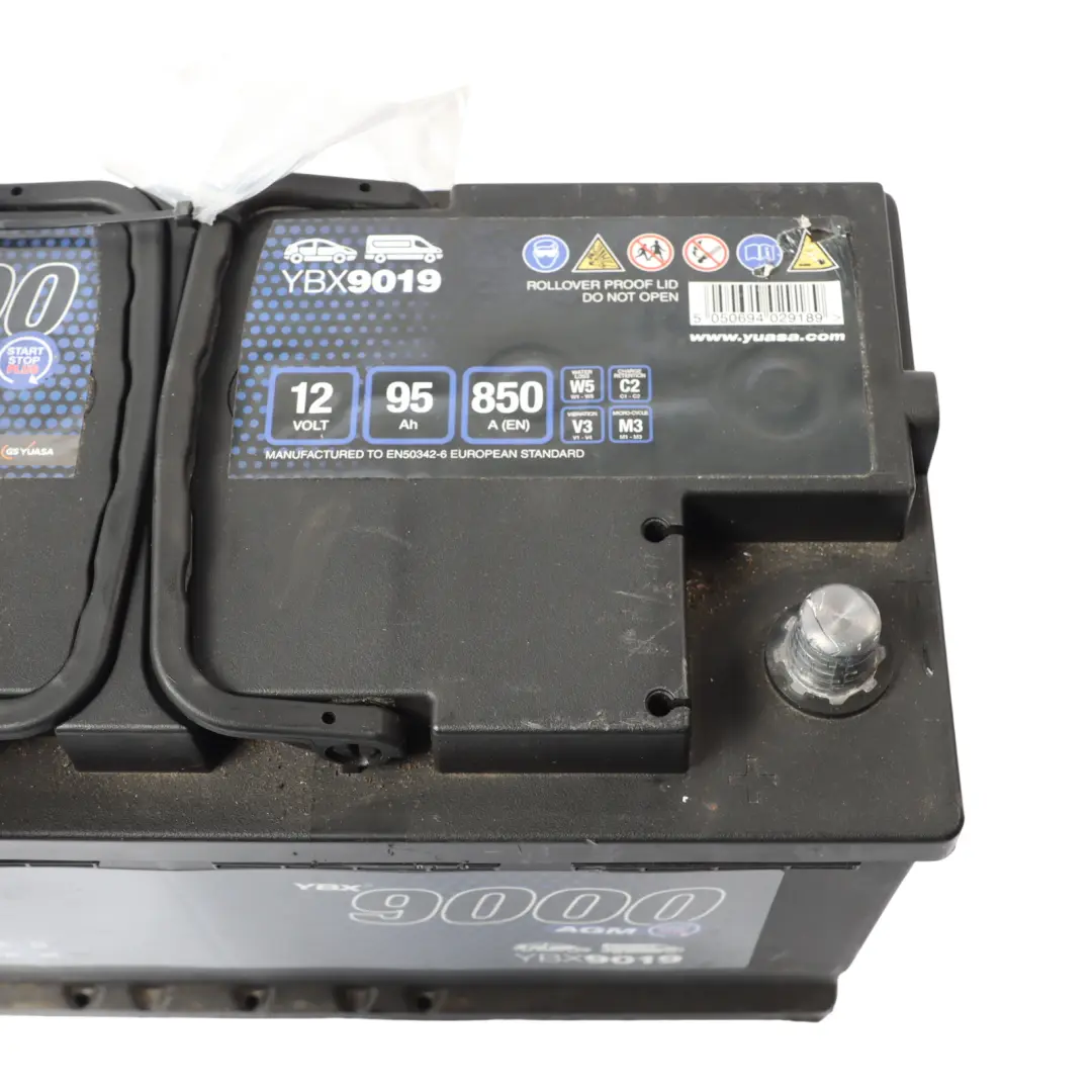  YUASA YBX 9000 AGM Start Stop 12V Accumulator Battery 95Ah 850A YBX9019 - SKU YUASA-YBX9000-AGM-95A - Part number YUASA YBX 9000 AGM 95Ah Accumulator