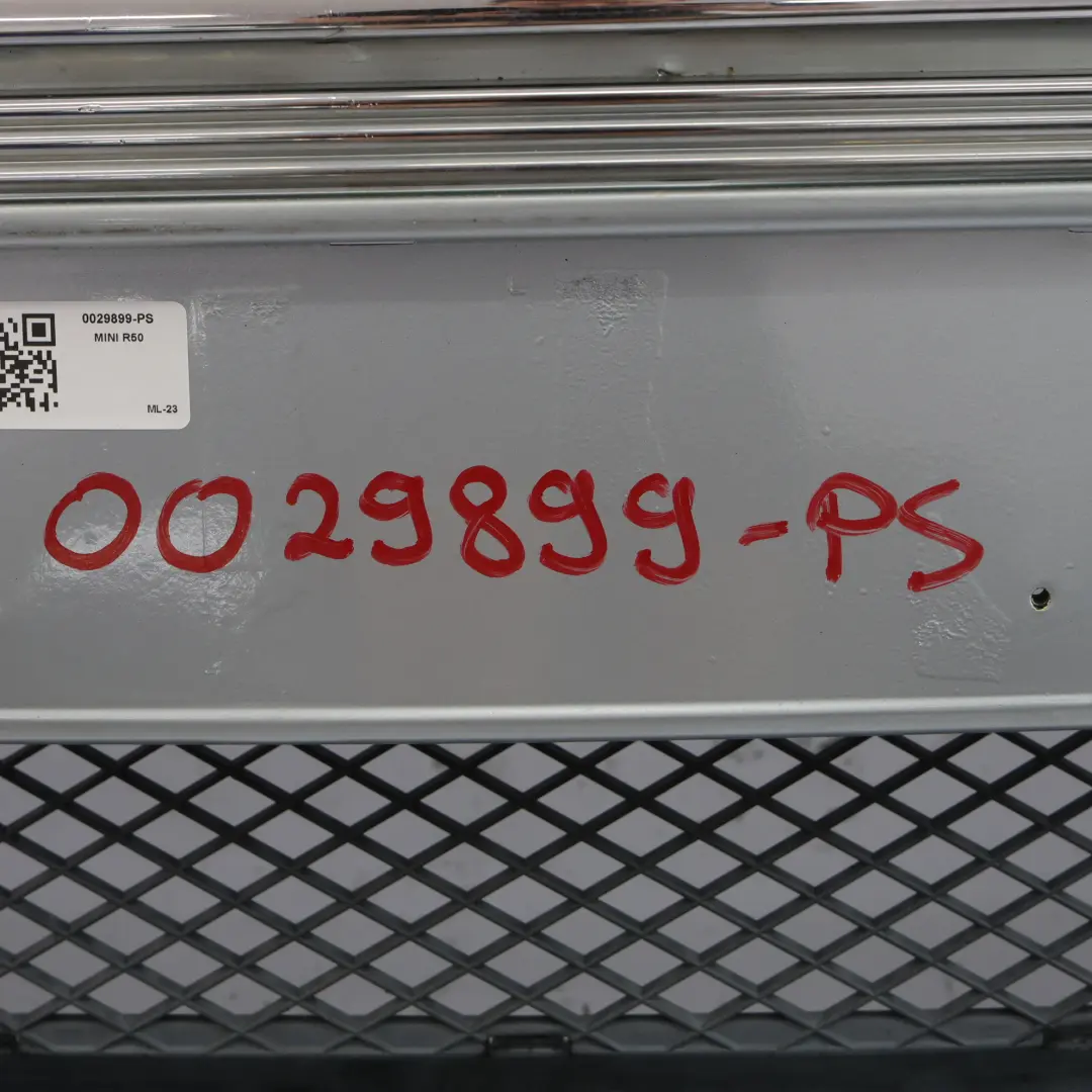 Front Bumper Trim Panel Covering Pure Silver Metallic - 900 to Mini R50 with Part number 0029899 Mini R50 Front Bumper Trim Panel Covering Pure Silver Metallic - 900 - SKU 0029899-PS - Part number 0029899