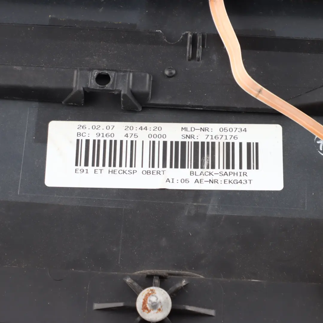 BMW E91 Touring Boot Trunk Lid Rear Trim Panel Spoiler Black Sapphire - 475 - SKU 0033470-BS3 - Part number 33470