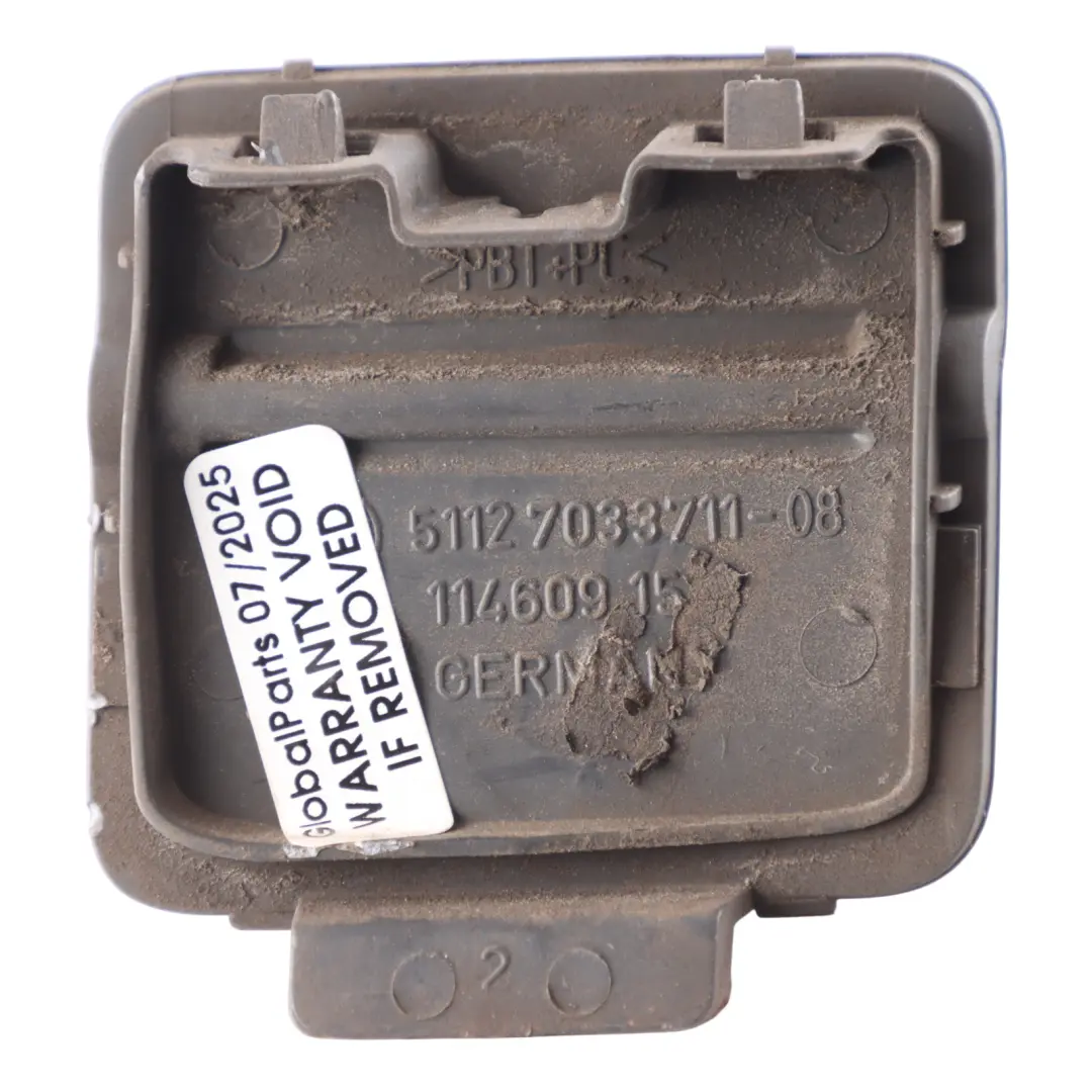 Bumper Towing Eye Hook Flap Cover 7033711 Titangrau II Metallic A36 to BMW E60 Rear with Part number 0150251 BMW E60 Rear Bumper Towing Eye Hook Flap Cover 7033711 Titangrau II Metallic A36 - SKU 0150251-TGR - Part number 0150251