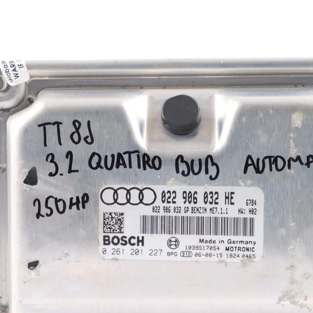 Audi TT 8J 3.2 FSI BUB Quattro 250HP Engine Control ECU Automatic - SKU 022906032HE - Part number 022906032HE