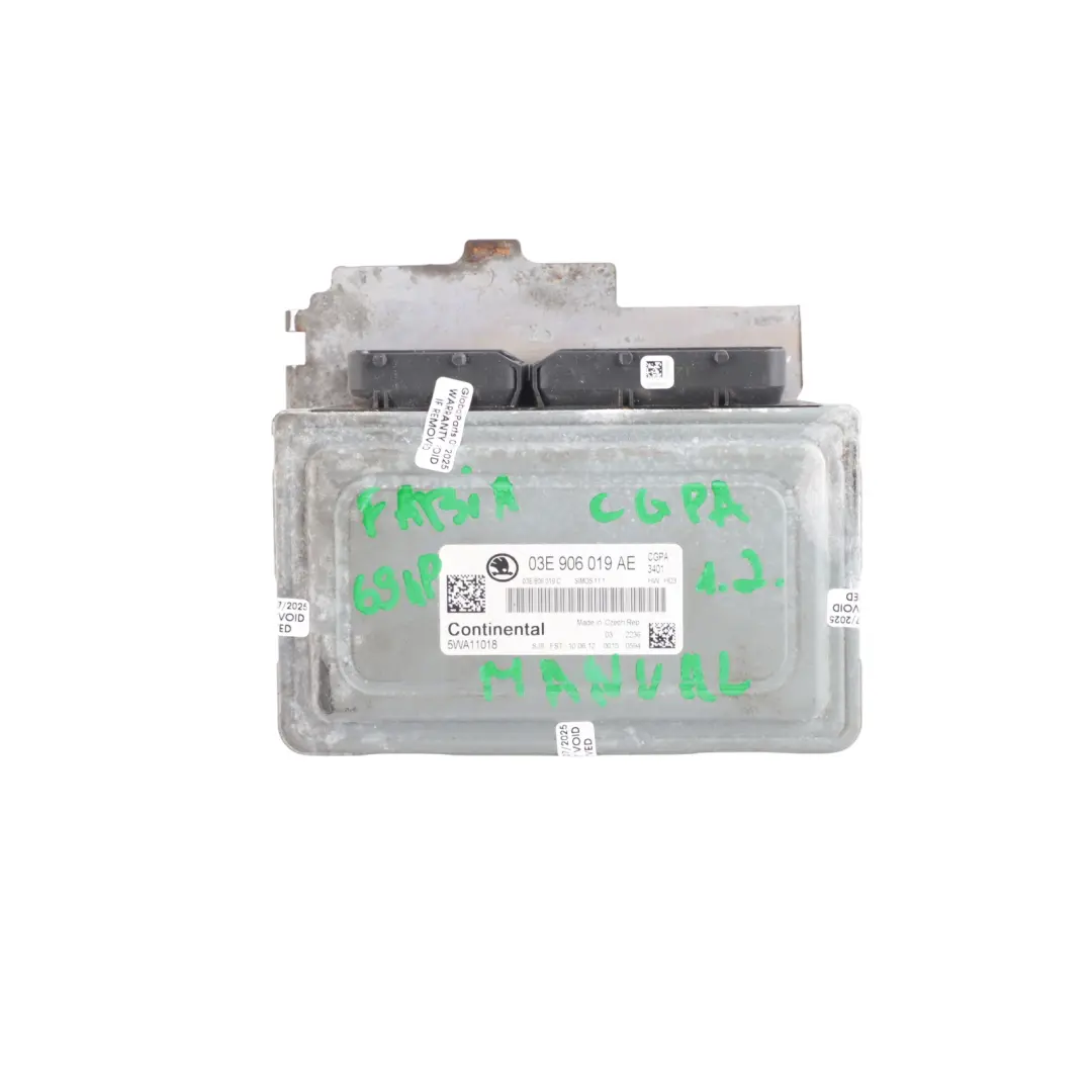 CGPA 69HP Engine Control ECU Kit Manual to Skoda Fabia 5J 1.2 MPI with Part number 03E906019AE Skoda Fabia 5J 1.2 MPI CGPA 69HP Engine Control ECU Kit Manual - SKU 03E906019AE - Part number 03E906019AE