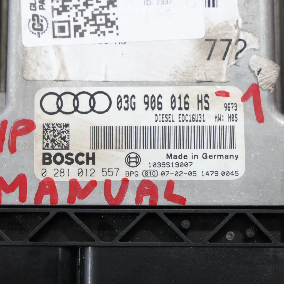 Audi A6 C6 2.0 TDI BRE 140HP Sterownik Silnika ECU Zestaw - SKU 03G906016HS-1 - Numer Części 03G906016HS