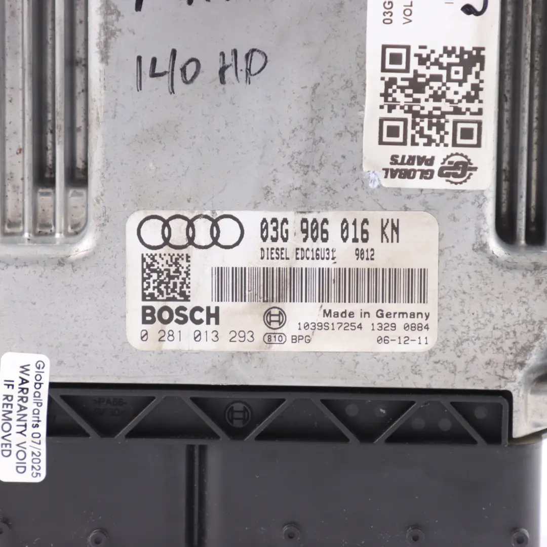 Audi A4 B7 BPW 2.0 TDI 140HP Diesel Engine Control Unit ECU Manual - SKU 03G906016KN - Part number 03G906016KN