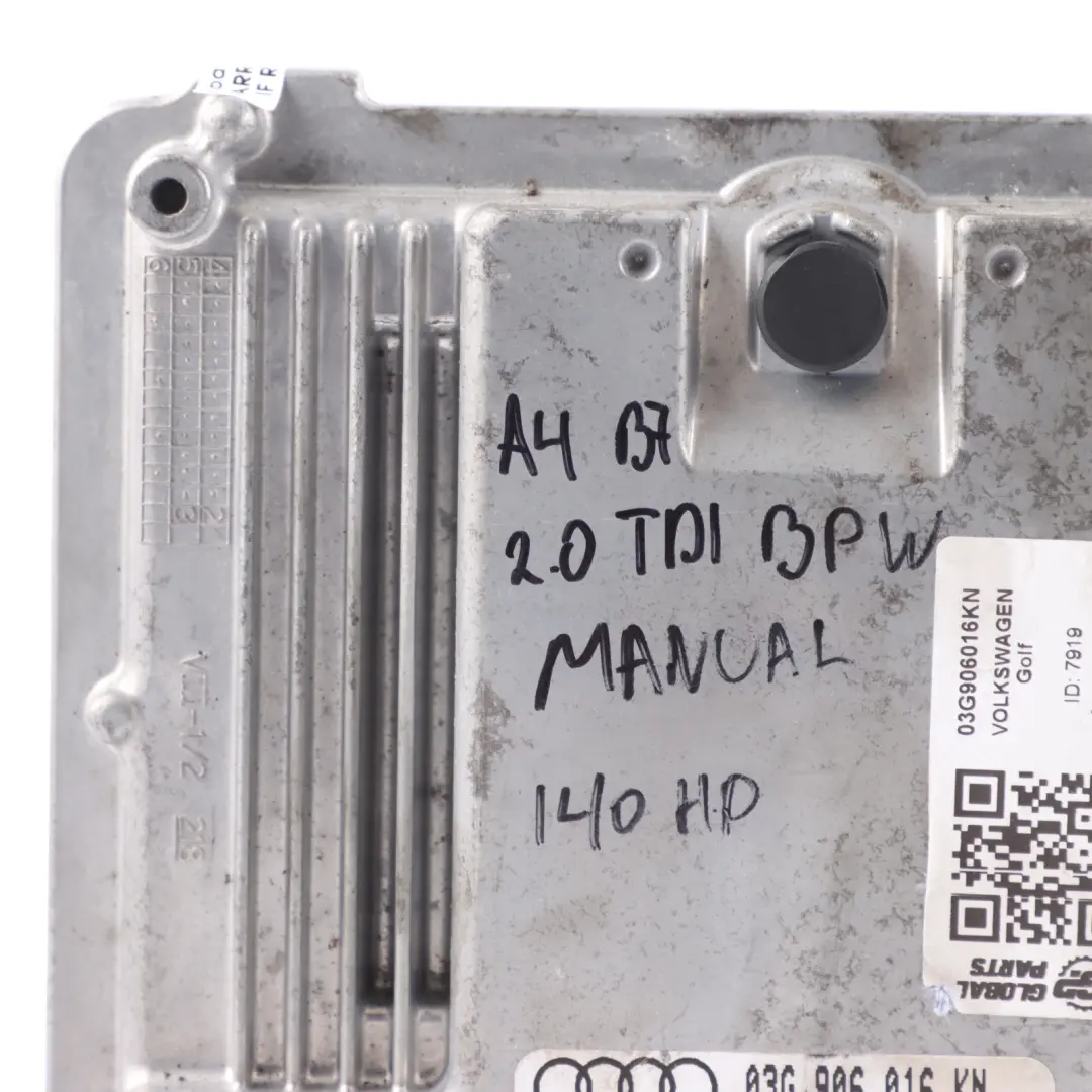 BPW 2.0 TDI 140HP Diesel Engine Control Unit ECU Manual to Audi A4 B7 with Part number 03G906016KN Audi A4 B7 BPW 2.0 TDI 140HP Diesel Engine Control Unit ECU Manual - SKU 03G906016KN - Part number 03G906016KN