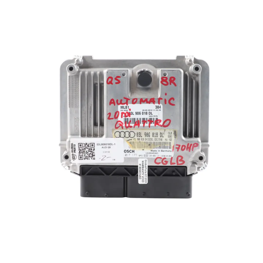 170HP CGLB Engine ECU Kit Automatic to Audi Q5 8R 2.0 TDI Quattro with Part number 03L906018DL Audi Q5 8R 2.0 TDI Quattro 170HP CGLB Engine ECU Kit Automatic - SKU 03L906018DL-1 - Part number 03L906018DL