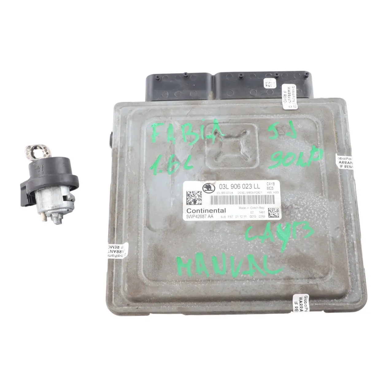 Skoda Fabia 5J 1.6 TDI 90HP CAYB Diesel Engine ECU Kit 03L906023LL Manual