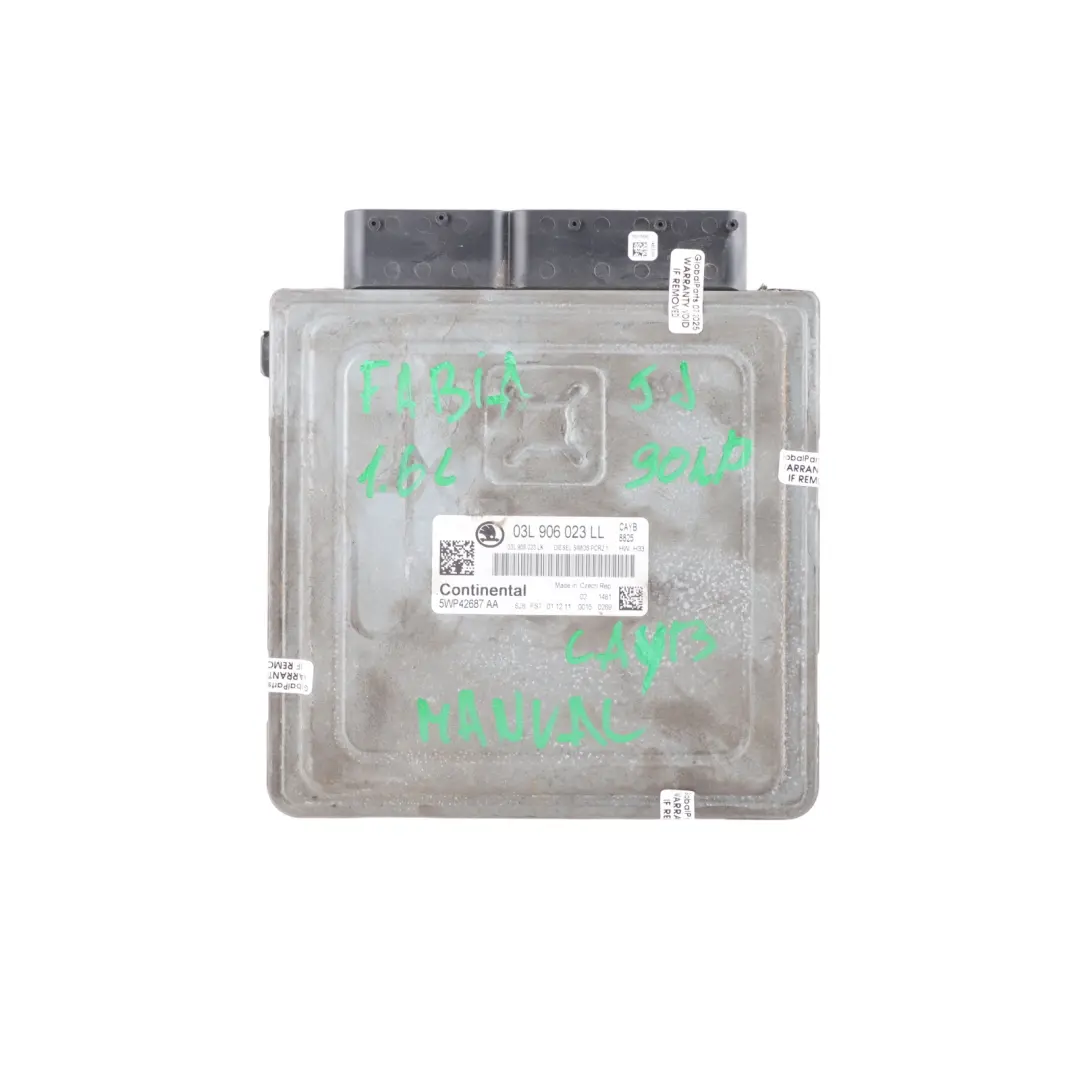 Skoda Fabia 5J 1.6 TDI 90HP CAYB Diesel Engine ECU Kit Manual - SKU 03L906023LL - Part number 03L906023LL
