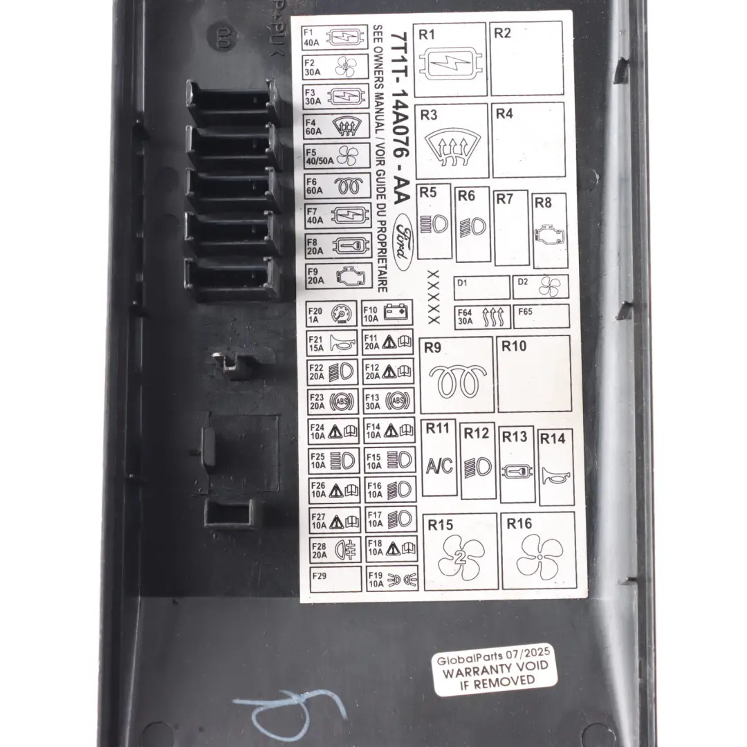 Distribution Fuse Box Cover 7T1T-14A076-AA to Ford Transit Connect 1.8 TDCI Power with Part number 1475933 Ford Transit Connect 1.8 TDCI Power Distribution Fuse Box Cover 7T1T-14A076-AA - SKU 1475933 - Part number 1475933
