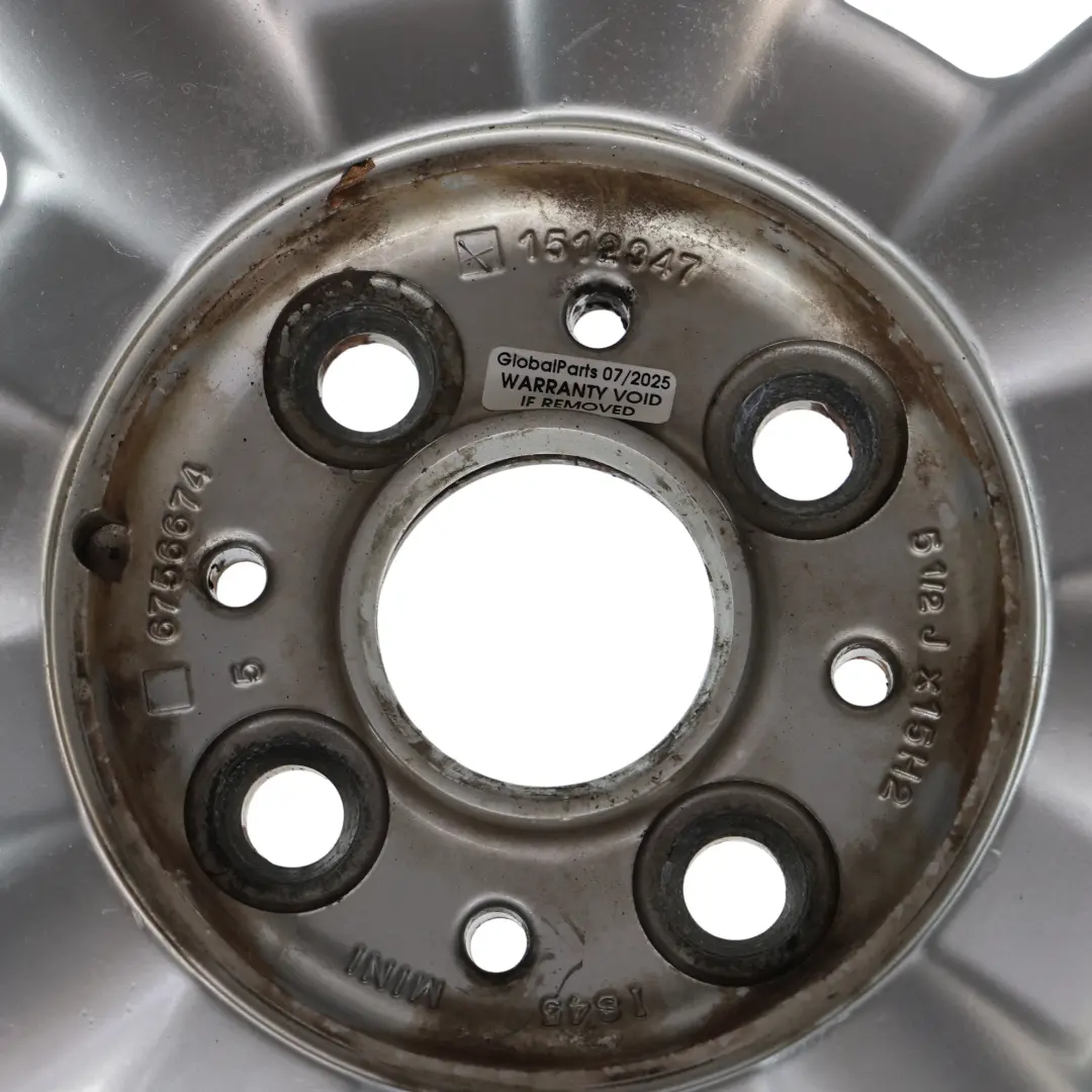Mini Cooper One R50 R52 Argento Cerchio in lega 15" 5,5J ET:45 a 8 razze 82 - SKU 1512347-1 - Numero di parte 1512347