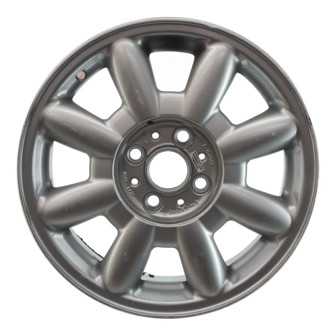 Alloy Rim 15" 5,5J ET:45 8-Spoke 82 to Mini Cooper One R50 R52 Silver Wheel with Part number 1512347 Mini Cooper One R50 R52 Silver Wheel Alloy Rim 15" 5,5J ET:45 8-Spoke 82 - SKU 1512347-3 - Part number 1512347