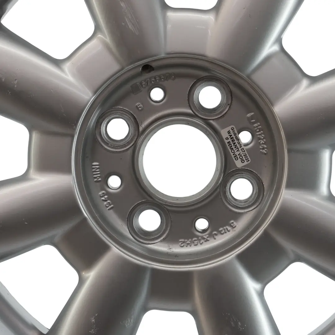 Alloy Rim 15" 5,5J ET:45 8-Spoke 82 to Mini Cooper One R50 R52 Silver Wheel with Part number 1512347 Mini Cooper One R50 R52 Silver Wheel Alloy Rim 15" 5,5J ET:45 8-Spoke 82 - SKU 1512347-3 - Part number 1512347