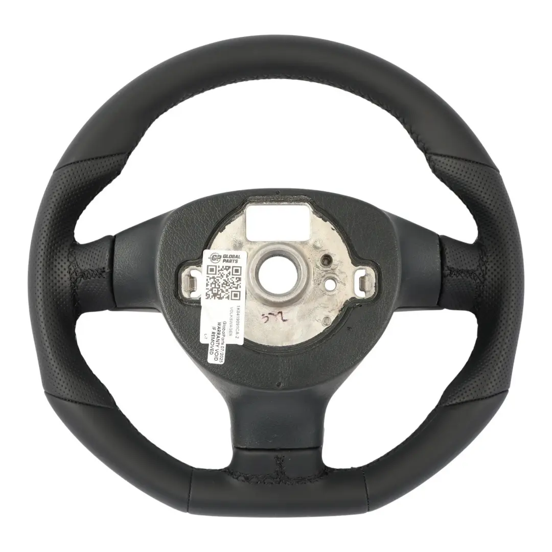 Mk5 GTI Steering Wheel NEW Black Leather Flat Bottom to Volkswagen Golf with Part number 1K0419091CA Volkswagen Golf Mk5 GTI Steering Wheel NEW Black Leather Flat Bottom - SKU 1K0419091CA-2 - Part number 1K0419091CA