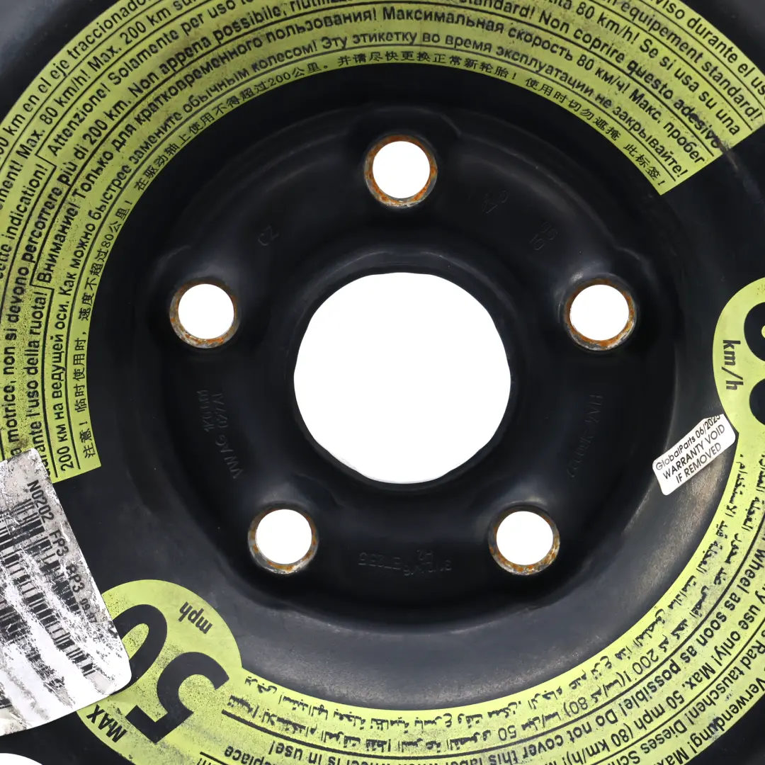 Audi A3 8P Cerchio Ruota Di Scorta In Acciaio 16" 3,5J ET:25,5 - SKU 1K0601027AL-1 - Numero di parte 1K0601027AL