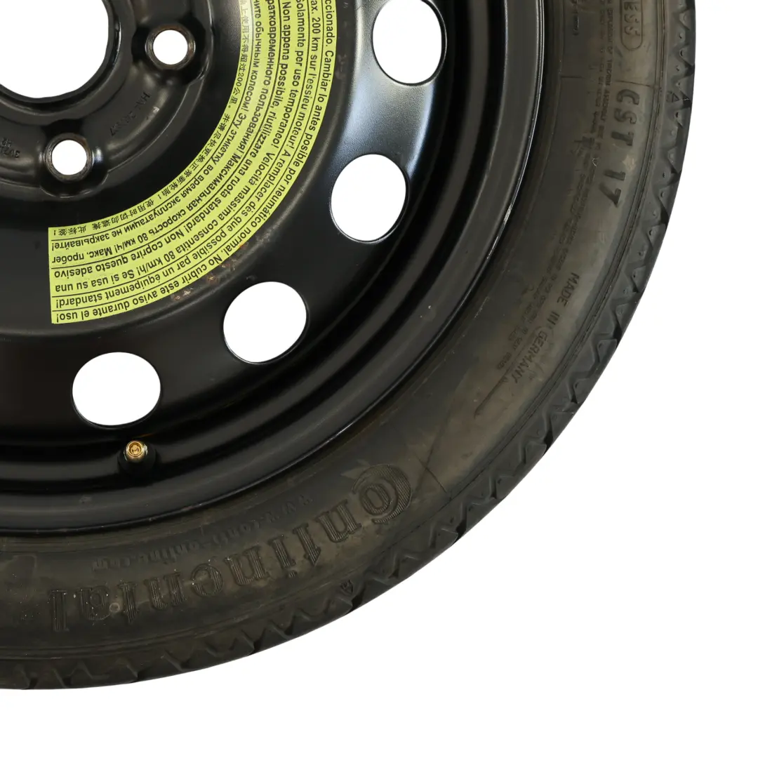 Ruota Scorta Acciaio Salvaspazio R16 3,5J ET:25.5 125/70 per Audi A3 8P con numero di parte 1K0601027AL Audi A3 8P Ruota Scorta Acciaio Salvaspazio R16 3,5J ET:25.5 125/70 - SKU 1K0601027AL-2 - Numero di parte 1K0601027AL