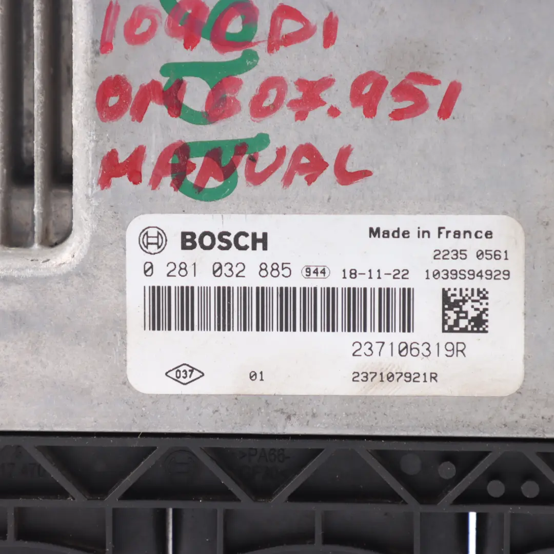 Mercedes W415 109 CDI OM607.951 90HP Engine Unit Module ECU Manual - SKU 237106319R-1 - Part number 237106319R