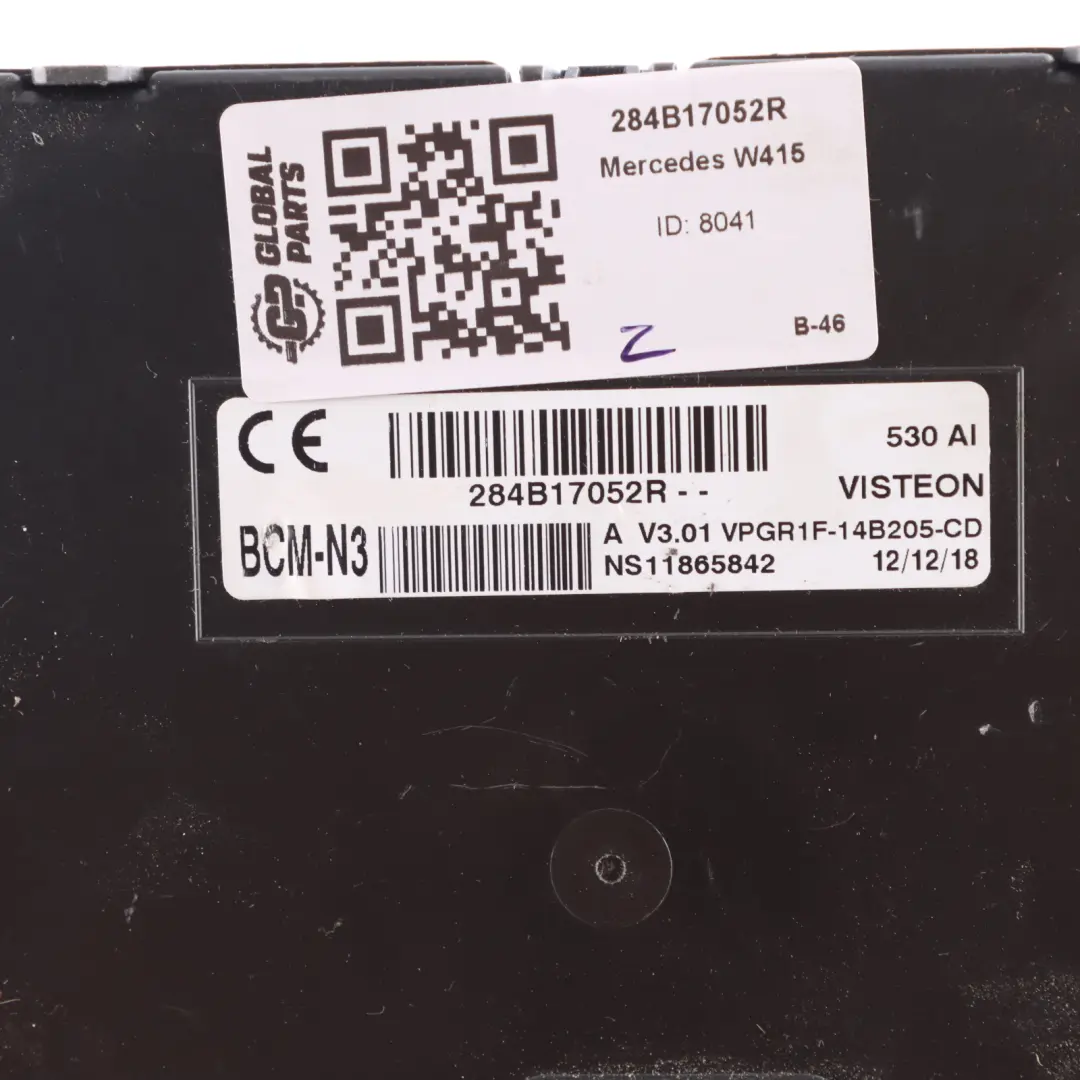 Body Control Module Unit BCM ECU to Mercedes W415 Nissan Navara with Part number 284B17052R Mercedes W415 Nissan Navara Body Control Module Unit BCM ECU - SKU 284B17052R - Part number 284B17052R