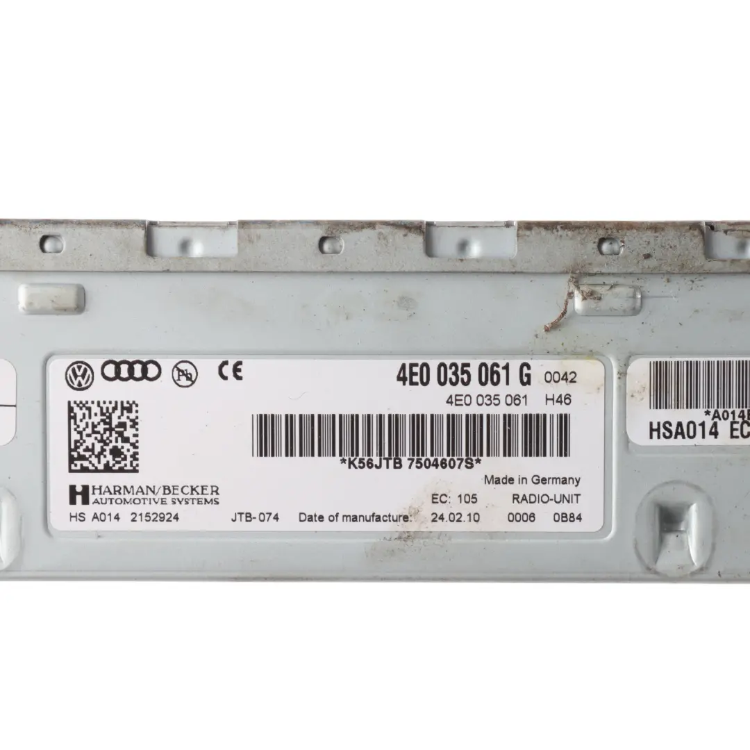 Multimedia CD Player Audio Stereo Radio Head Unit to Audi A8 D4 with Part number 4E0035061G Audi A8 D4 Multimedia CD Player Audio Stereo Radio Head Unit - SKU 4E0035061G - Part number 4E0035061G