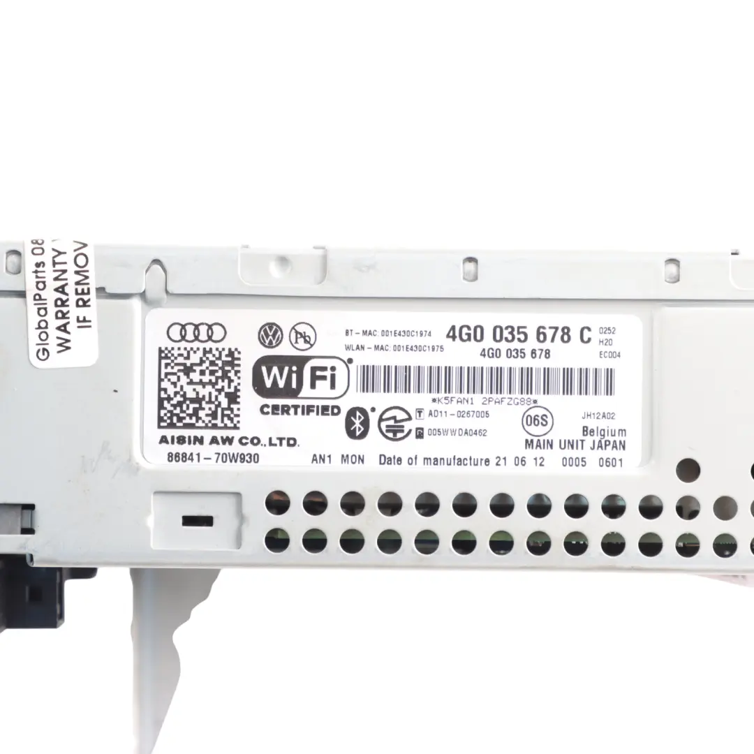 Radio CD DVD Player Multimedia Head Unit to Audi A6 C7 A7 4G with Part number 4G0035678C Audi A6 C7 A7 4G Radio CD DVD Player Multimedia Head Unit - SKU 4G0035678C - Part number 4G0035678C