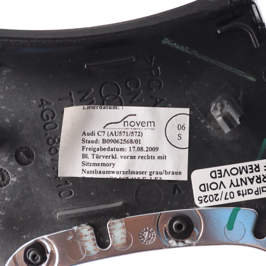 Audi A6 C7 Door Card Trim Decor Walnut Grey Brown Front Right O/S - SKU 4G0867410D - Part number 4G0867410D