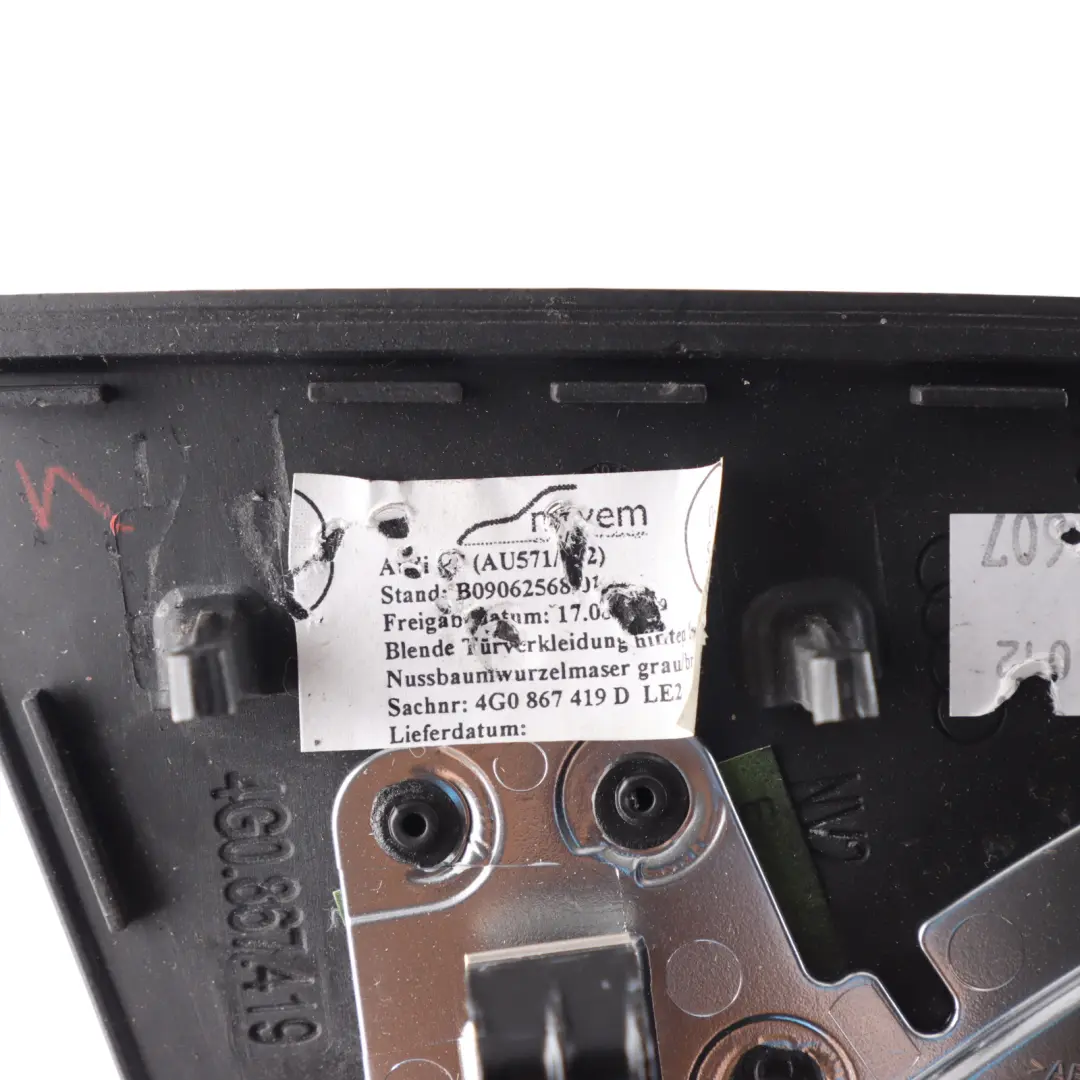 Door Card Trim Decor Walnut Grey Brown Rear Left N/S to Audi A6 C7 with Part number 4G0867419D Audi A6 C7 Door Card Trim Decor Walnut Grey Brown Rear Left N/S - SKU 4G0867419D - Part number 4G0867419D