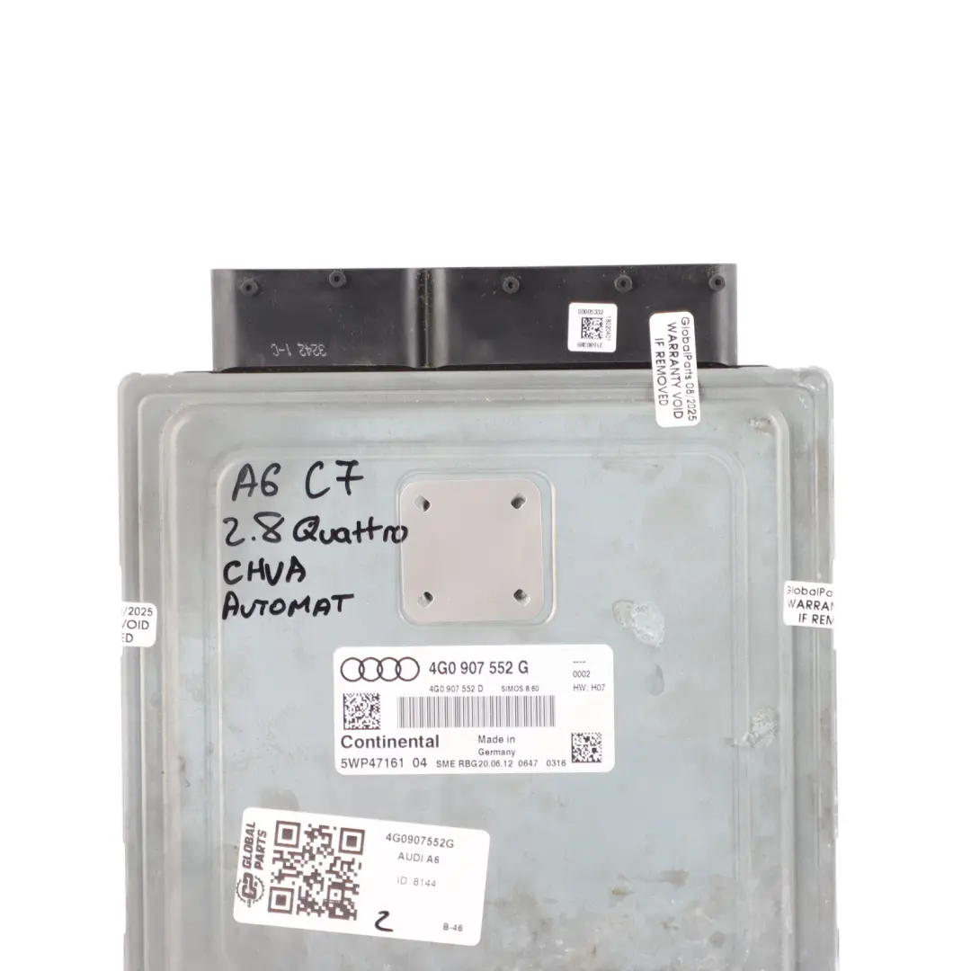 Audi A6 C7 2.8 FSI V6 CHVA 204HP Quattro Engine Control ECU Automatic - SKU 4G0907552G - Part number 4G0907552G