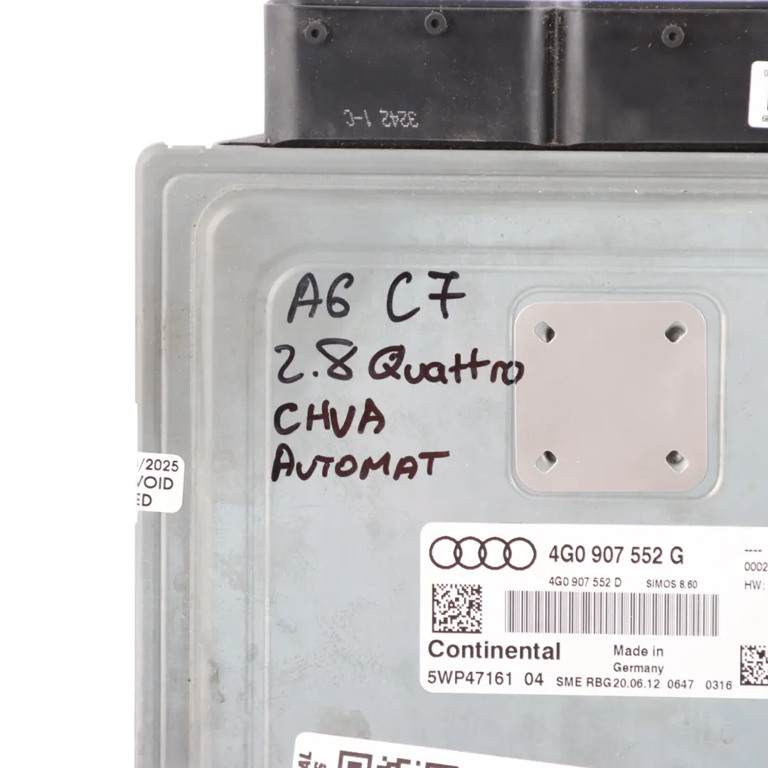 Audi A6 C7 2.8 FSI V6 CHVA 204HP Quattro Engine Control ECU Automatic - SKU 4G0907552G - Part number 4G0907552G