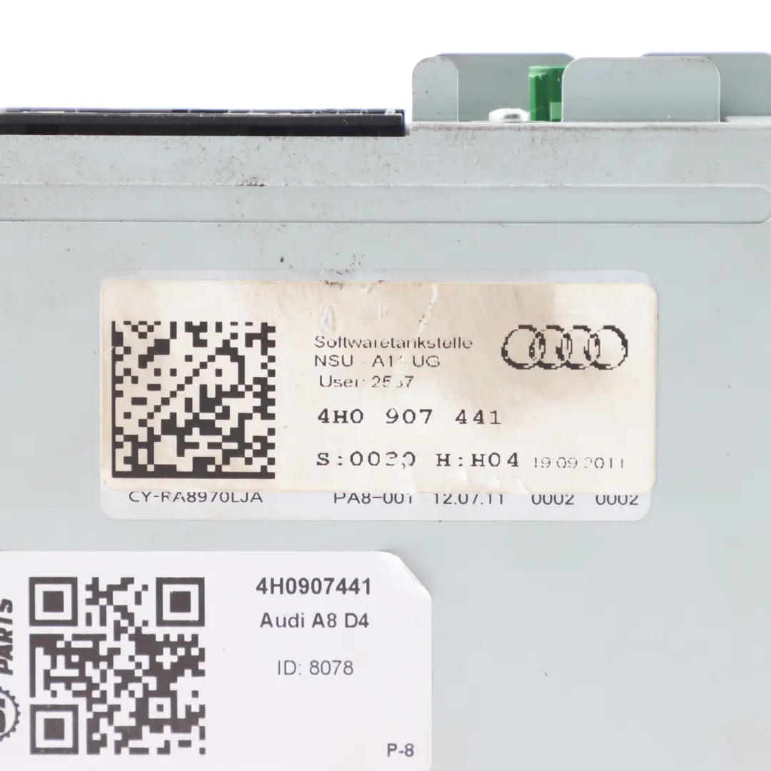 View Backup Camera Control Unit Module to Audi A8 4H Rear with Part number 4H0907441 Audi A8 4H Rear View Backup Camera Control Unit Module - SKU 4H0907441 - Part number 4H0907441