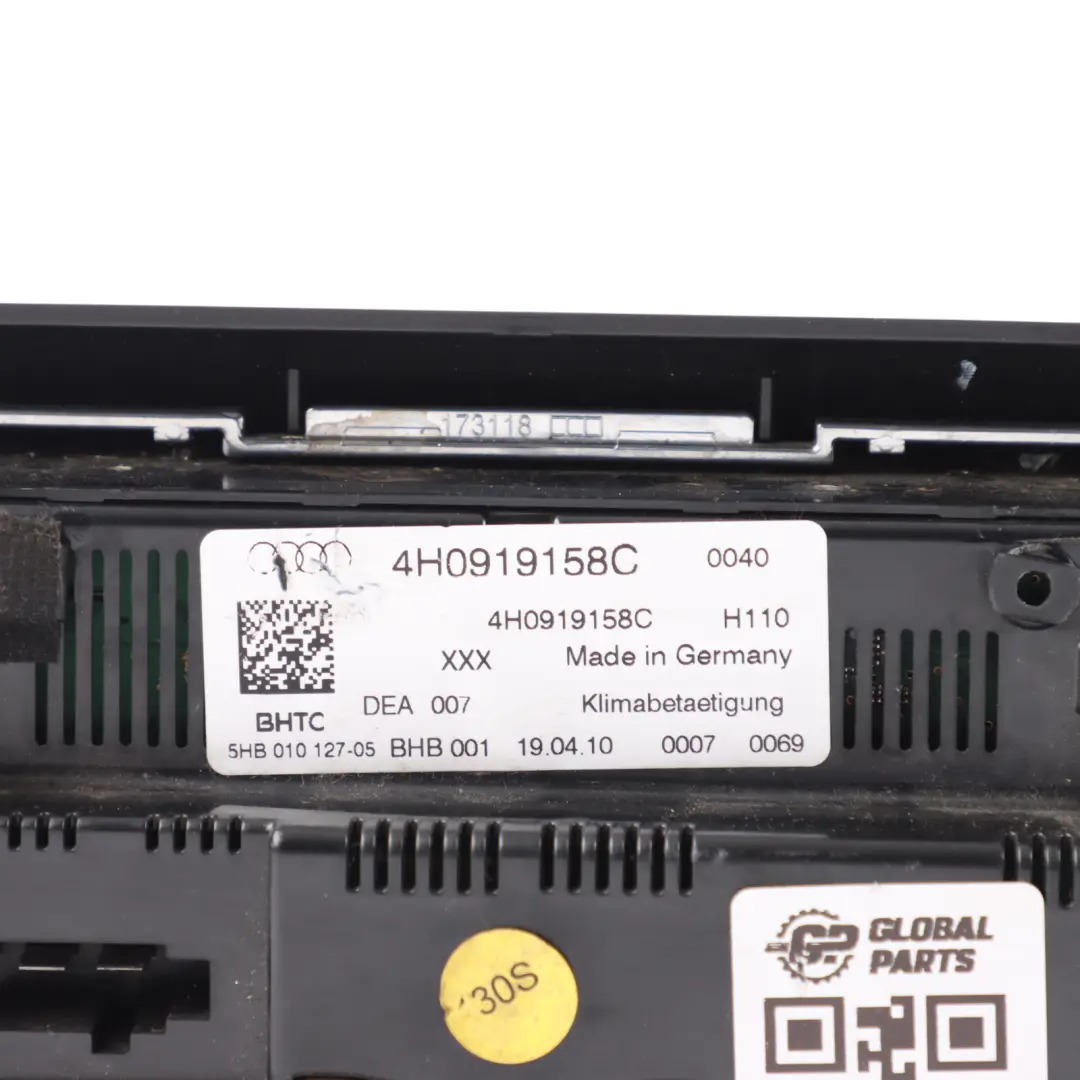 A/C Air Condition Heater Climate Control Switch Panel to Audi A8 D4 with Part number 4H0919158C Audi A8 D4 A/C Air Condition Heater Climate Control Switch Panel - SKU 4H0919158C - Part number 4H0919158C