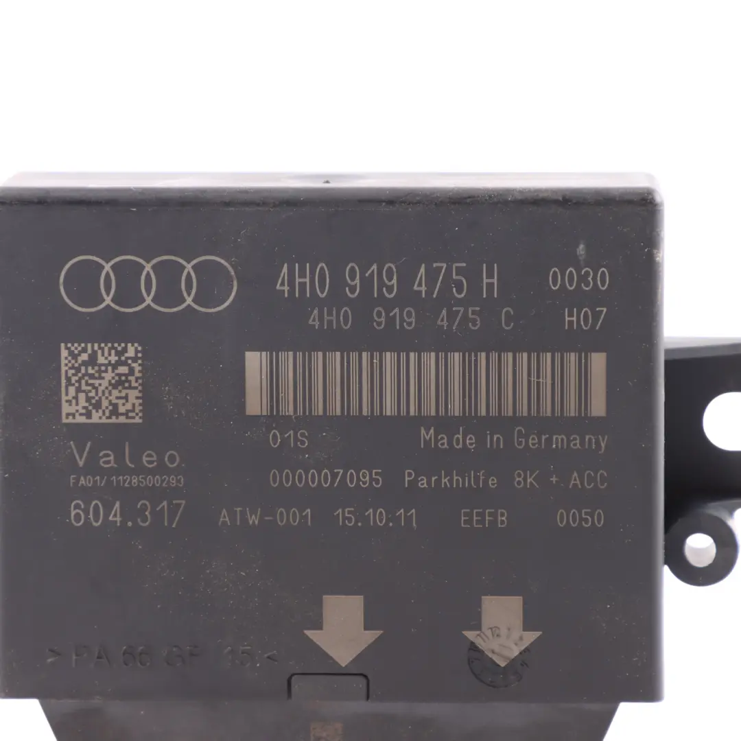 PDC Parking Distance Control Module Unit ECU Valeo to Audi A6 C7 with Part number 4H0919475H Audi A6 C7 PDC Parking Distance Control Module Unit ECU Valeo - SKU 4H0919475H - Part number 4H0919475H