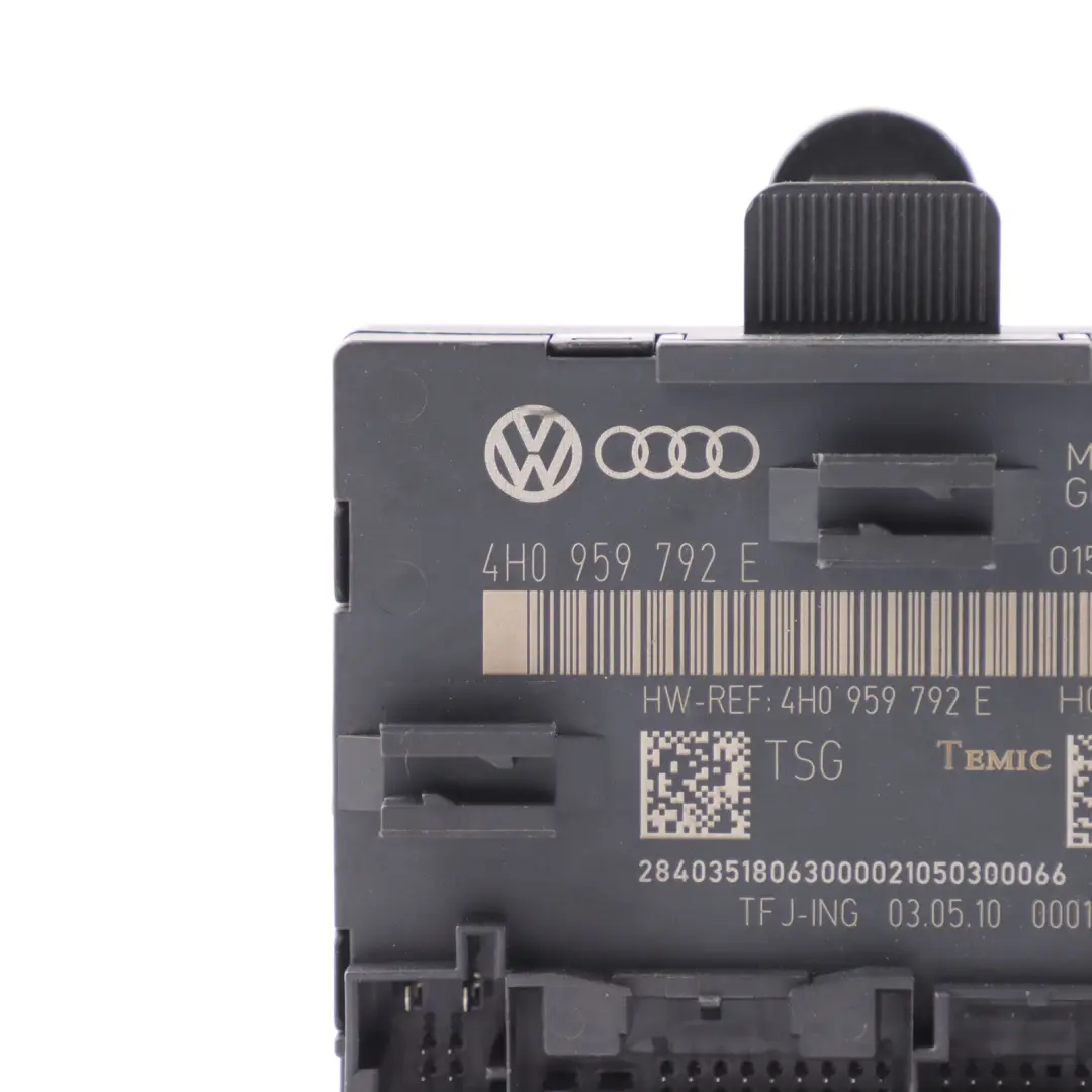 Door Control Module Passenger Unit ECU Front Right O/S to Audi A8 4H with Part number 4H0959792E Audi A8 4H Door Control Module Passenger Unit ECU Front Right O/S - SKU 4H0959792E - Part number 4H0959792E