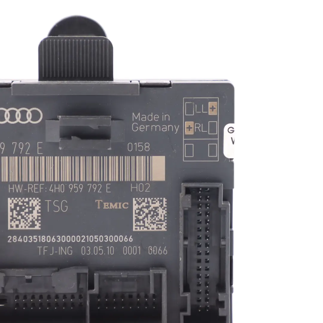 Door Control Module Passenger Unit ECU Front Right O/S to Audi A8 4H with Part number 4H0959792E Audi A8 4H Door Control Module Passenger Unit ECU Front Right O/S - SKU 4H0959792E - Part number 4H0959792E