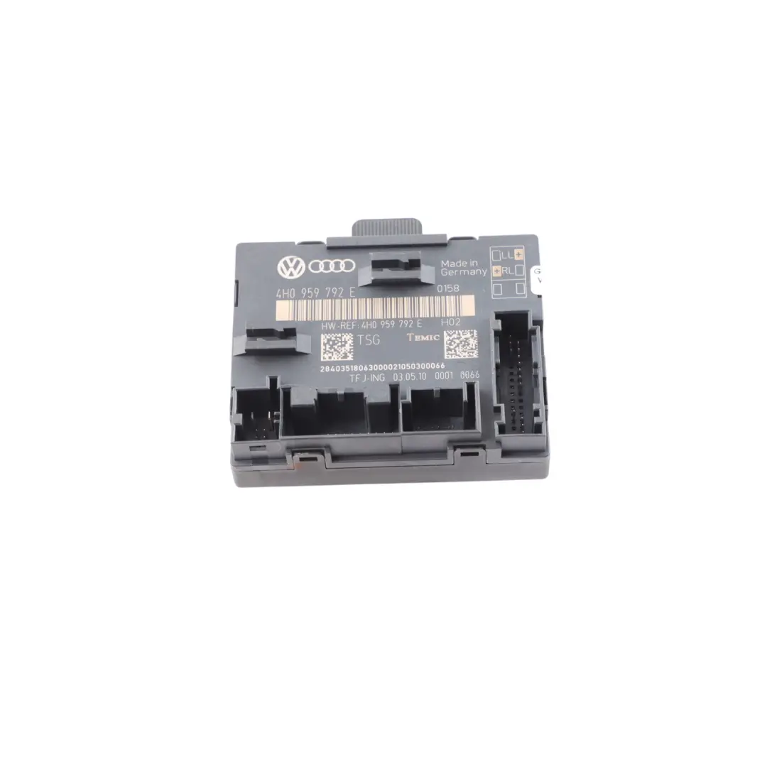 Door Control Module Passenger Unit ECU Front Right O/S to Audi A8 4H with Part number 4H0959792E Audi A8 4H Door Control Module Passenger Unit ECU Front Right O/S - SKU 4H0959792E - Part number 4H0959792E